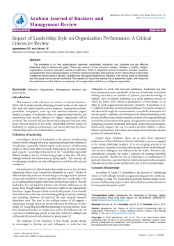 Impact of Leadership Style on Organization Performance: A Critical