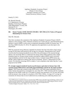 support of strong energy efficiency standards for