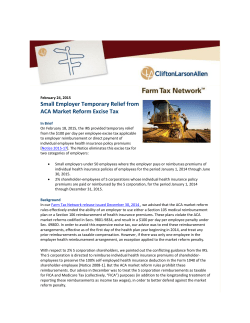 Small Employer Temporary Relief from ACA Market Reform Excise Tax