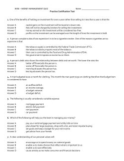 WISE – MONEY MANAGEMENT QUIZ Name