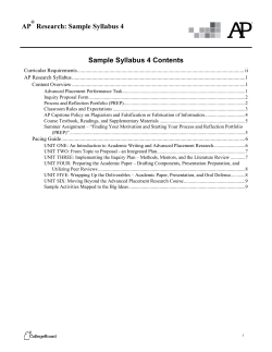 AP Research: Sample Syllabus 4