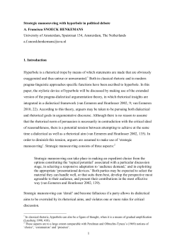 1 Strategic manoeuvring with hyperbole in political debate A