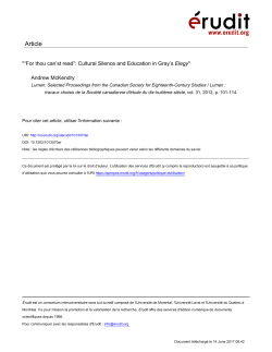 "“For thou can`st read”: Cultural Silence and Education in Gray`s Elegy"