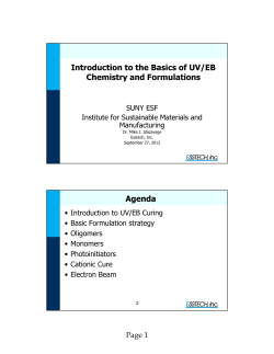 Introduction to the Basics of UV/EB Chemistry and - SUNY-ESF