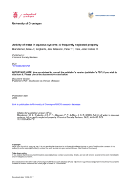 University of Groningen Activity of water in aqueous systems