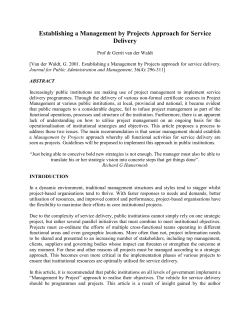 Establishing a Management by Projects Approach for Service Delivery
