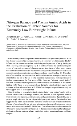 Nitrogen Balance and Plasma Amino Acids in the Evaluation of