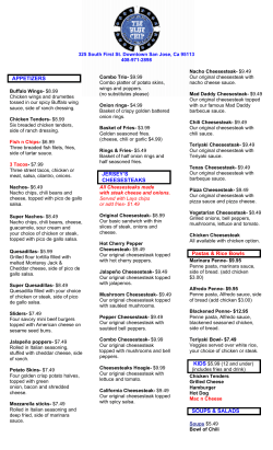 Menu - The Blue Chip