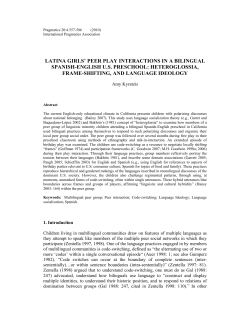 LATINA GIRLS` PEER PLAY INTERACTIONS IN A BILINGUAL