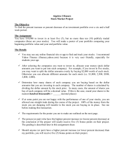 Algebra I Honors Stock Market Project The Objective To find the