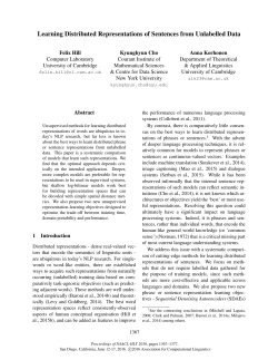 Learning Distributed Representations of Sentences from Unlabelled