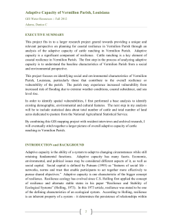 Adaptive Capacity of Vermilion Parish, Louisiana