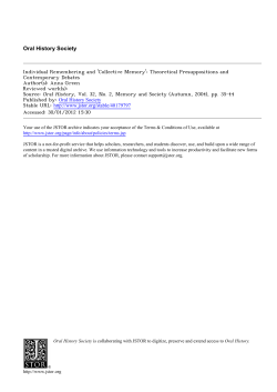Individual Remembering and `Collective Memory`