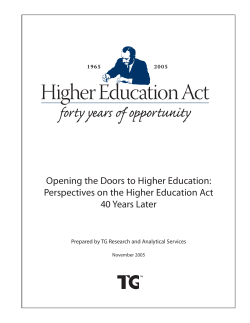 Opening the Doors to Higher Education: Perspectives on the
