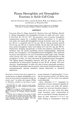 Plasma Hemoglobin and Hemoglobin Fractions in Sickle Cell Crisis