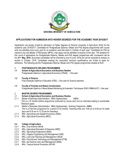 Application for Higher degree - Sokoine University of Agriculture