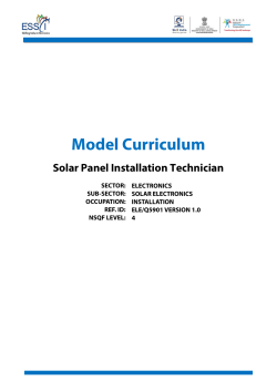 Model Curriculum Solar Panel Installation Technician