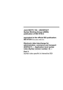 Joint ISO/TC 154 – UN/CEFACT Syntax Working Group (JSWG