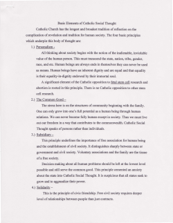 Basic Elements of Catholic Social Thought
