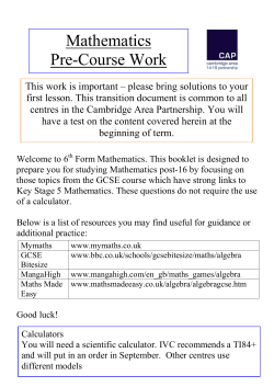 II6F Maths Welcome PDF File