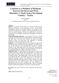 Cynicism as a Mediator of Relations between Job Stress and Work