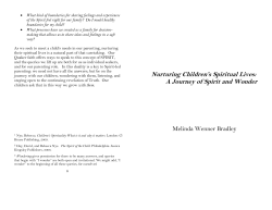 Nurturing Children`s Spiritual Lives: A Journey of Spirit and Wonder