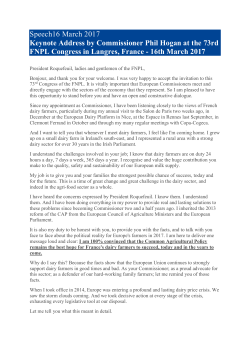 Keynote Address by Commissioner Phil Hogan at the 73rd FNPL