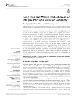 Food loss and Waste Reduction as an Integral Part of a Circular
