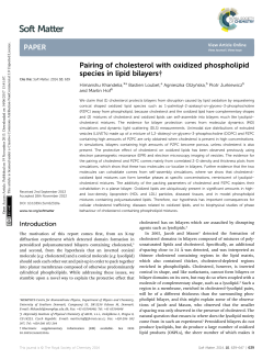 Pairing of cholesterol with oxidized phospholipid species in lipid