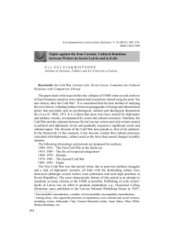 Fights against the Iron Curtain: Cultural Relations between Writers in