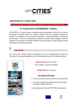 INVITATION TO: STUDY VISIT 27 October 2016