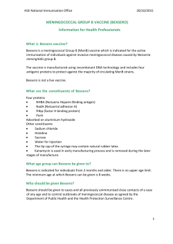 MENINGOCOCCAL GROUP B VACCINE (BEXSERO