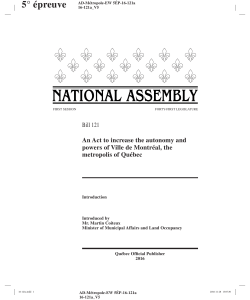 An Act to increase the autonomy and powers of Ville de Montréal