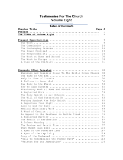 Testimonies for the Church &ndash; Volume 8