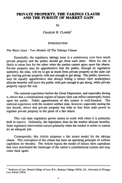 Private Property, the Takings Clause and the Pursuit of Market Gain