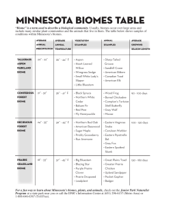 biomes table - Minnesota DNR