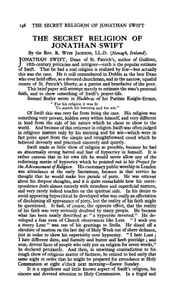 The Secret Religion of Jonathan Swift