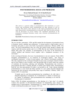 POSTMODERNISM: ISSUES AND PROBLEMS