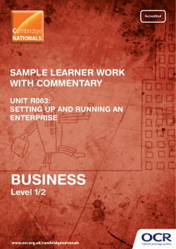 Unit R063 - Sample learner work with commentary