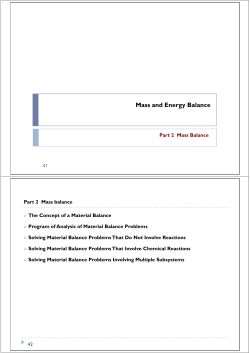 Mass and Energy Balance