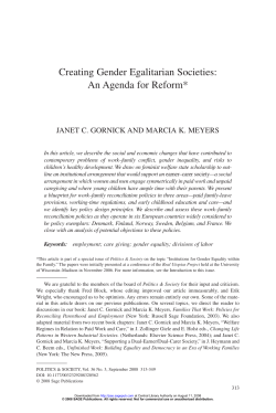 Creating Gender Egalitarian Societies: An Agenda for Reform*