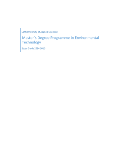 Master&acute;s Degree Programme in Environmental Technology