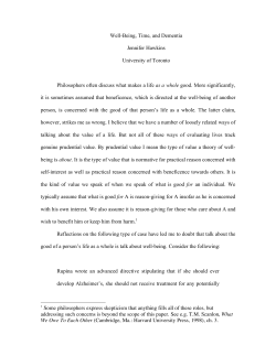 Well-Being, Time, and Dementia - Philosophy