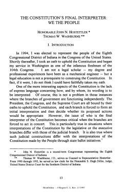 The Constitution`s Final Interpreter: We The People