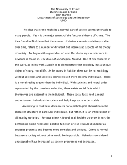 1 The Normality of Crime: Durkheim and Erikson John Hamlin