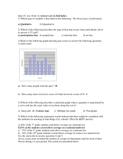 Quiz #2 key (form A) Answers are in bold italics. 1