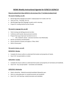 BCMA Weekly Instructional Agenda for 9/30/13