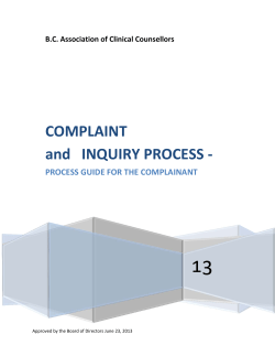 COMPLAINT and INQUIRY PROCESS -