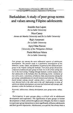 Barkadahan: A study ofpeer group norms and values among Filipino