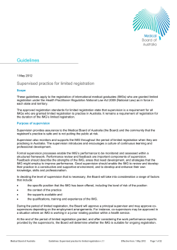Guidelines - Supervised Practice for Limited Registration